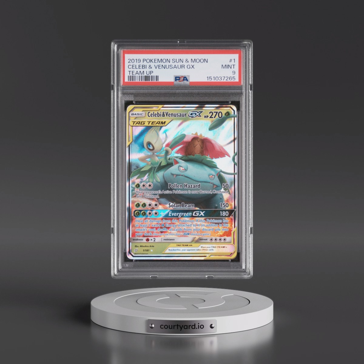 2019 Pokémon Sun & Moon Team Up #1 Celebi & Venusaur GX - Holo (PSA 9 MINT)