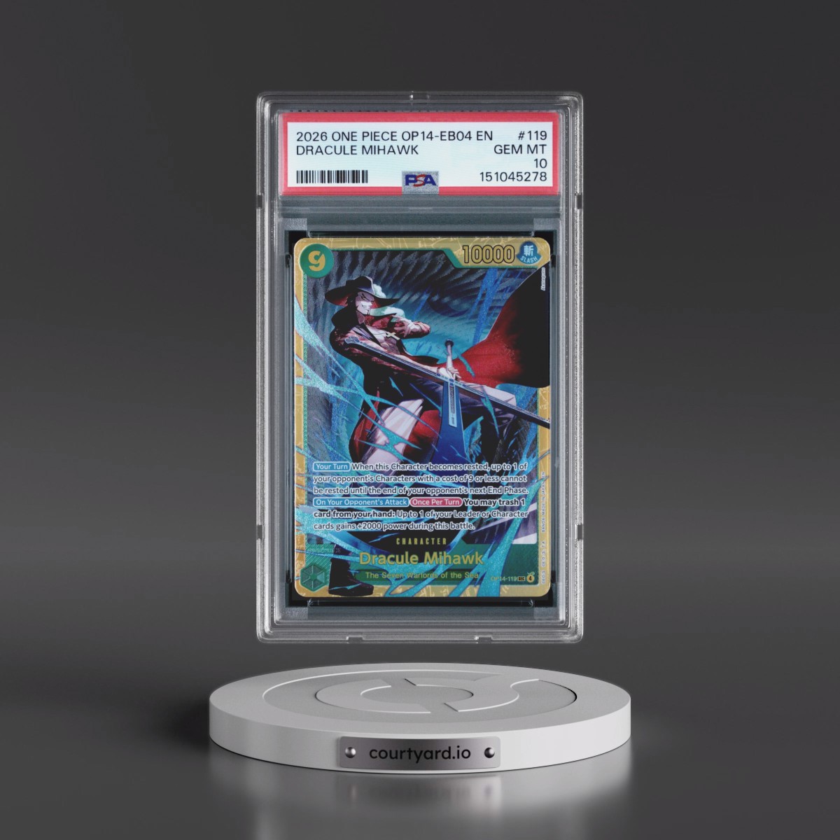 2026 One Piece OP14-EB04-the Azure Sea's Seven #119 Dracule Mihawk (PSA 10 GEM MINT)