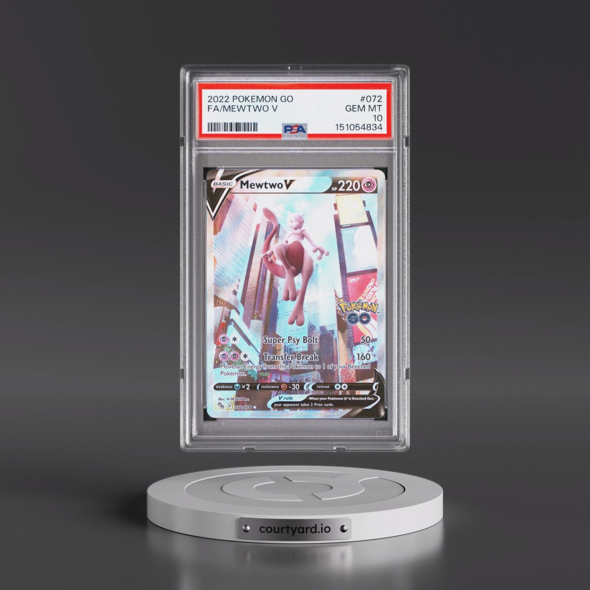 2022 Pokémon Go #072 Mewtwo V - Holo Full Art (PSA 10 GEM MINT)