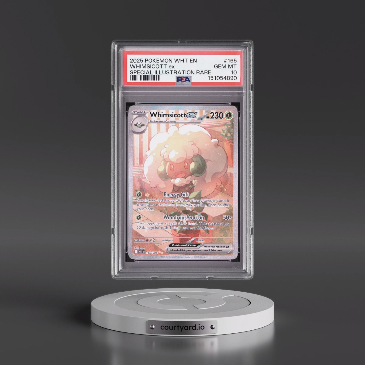 2025 Pokémon Wht EN-White Flare #165 Whimsicott EX - Holo Special Illustration Rare (PSA 10 GEM MINT)
