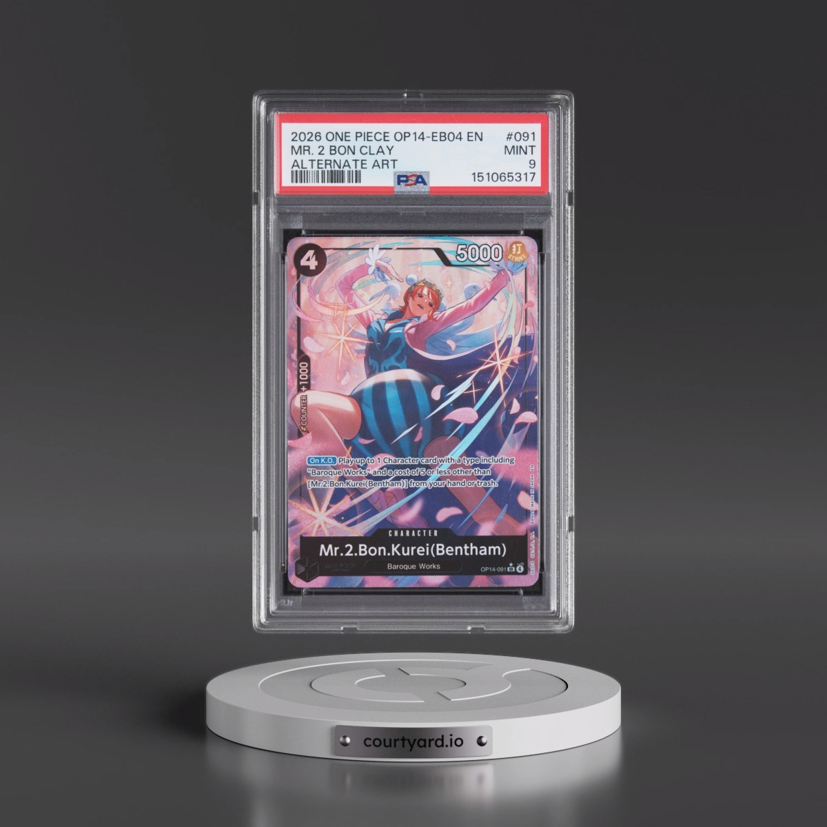 2026 One Piece OP14-EB04-the Azure Sea's Seven #091 Mr. 2 Bon Clay - Alternate Art (PSA 9 MINT)