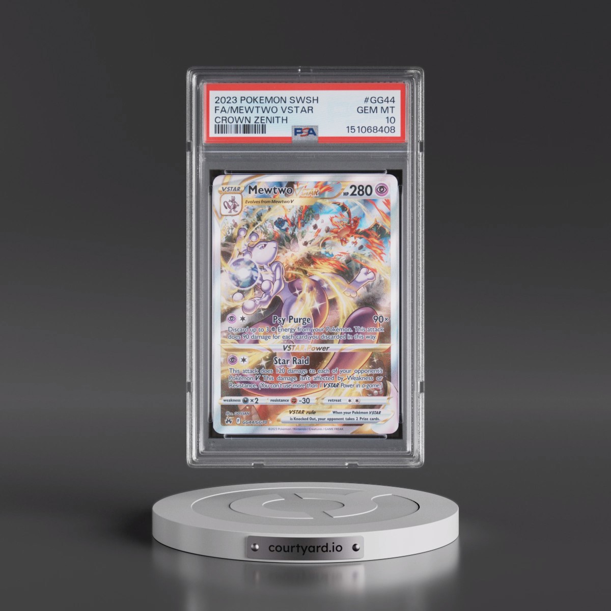 2023 Pokémon Sword and Shield Crown Zenith #GG44 Mewtwo Vstar - Full Art (PSA 10 GEM MINT)
