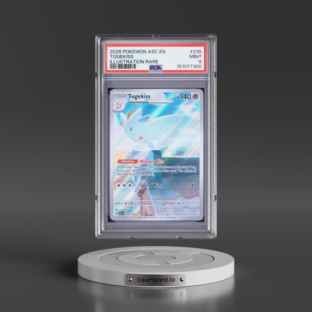 2026 Pokémon Asc EN-Ascended Heroes #235 Togekiss - Illustration Rare (PSA 9 MINT)