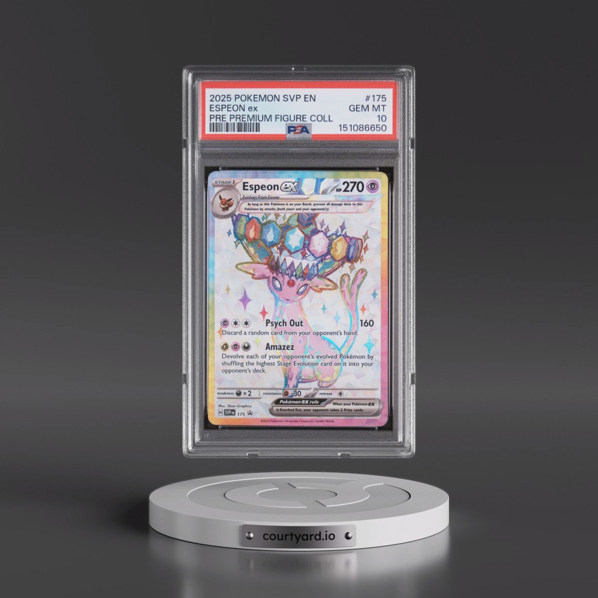 2025 Pokémon Svp EN-SV Black Star Promo #175 Espeon EX - Holo Prismatic Evolutions Premium Figure Collection (PSA 10 GEM MINT)