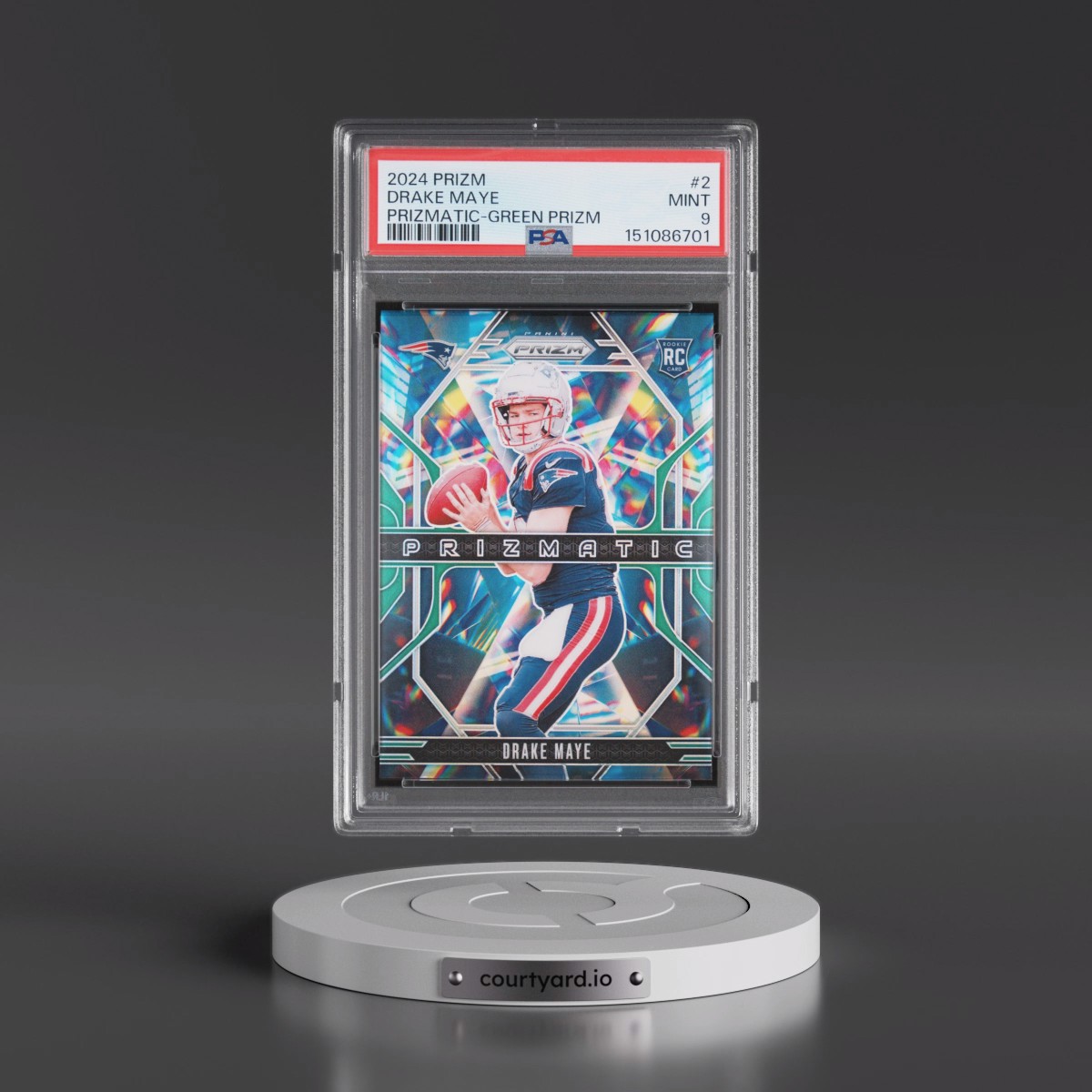 2024 Panini Prizm Prizmatic #2 Drake Maye - Green Prizm (PSA 9 MINT)