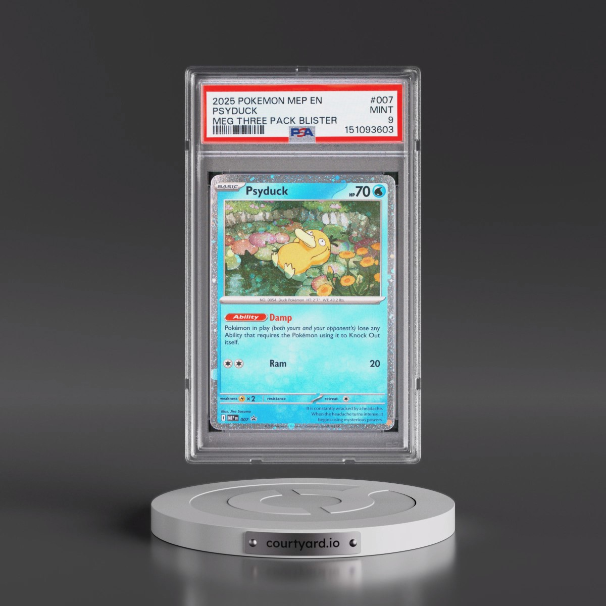2025 Pokémon Mep EN-Me Black Star Promo #007 Psyduck - Mega Evolution Three Pack Blister (PSA 9 MINT)