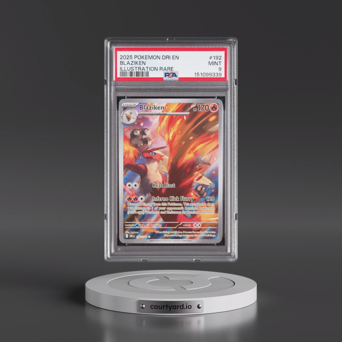 2025 Pokémon Dri EN-Destined Rivals #192 Blaziken - Illustration Rare (PSA 9 MINT)