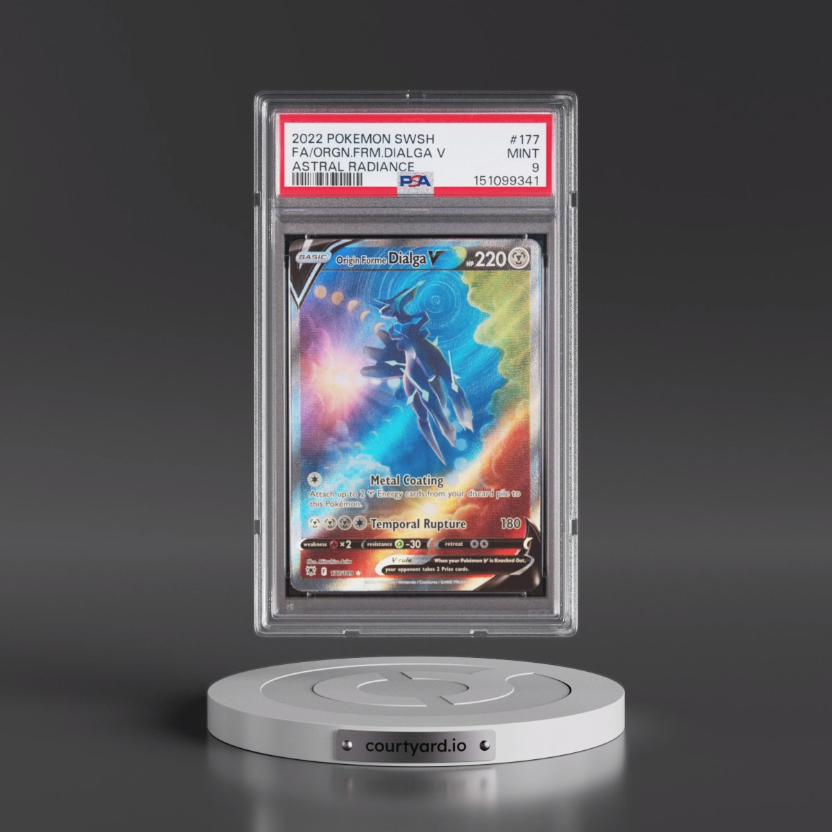 2022 Pokémon Sword & Shield Astral Radiance #177 Origin Forme Dialga V - Holo Full Art (PSA 9 MINT)