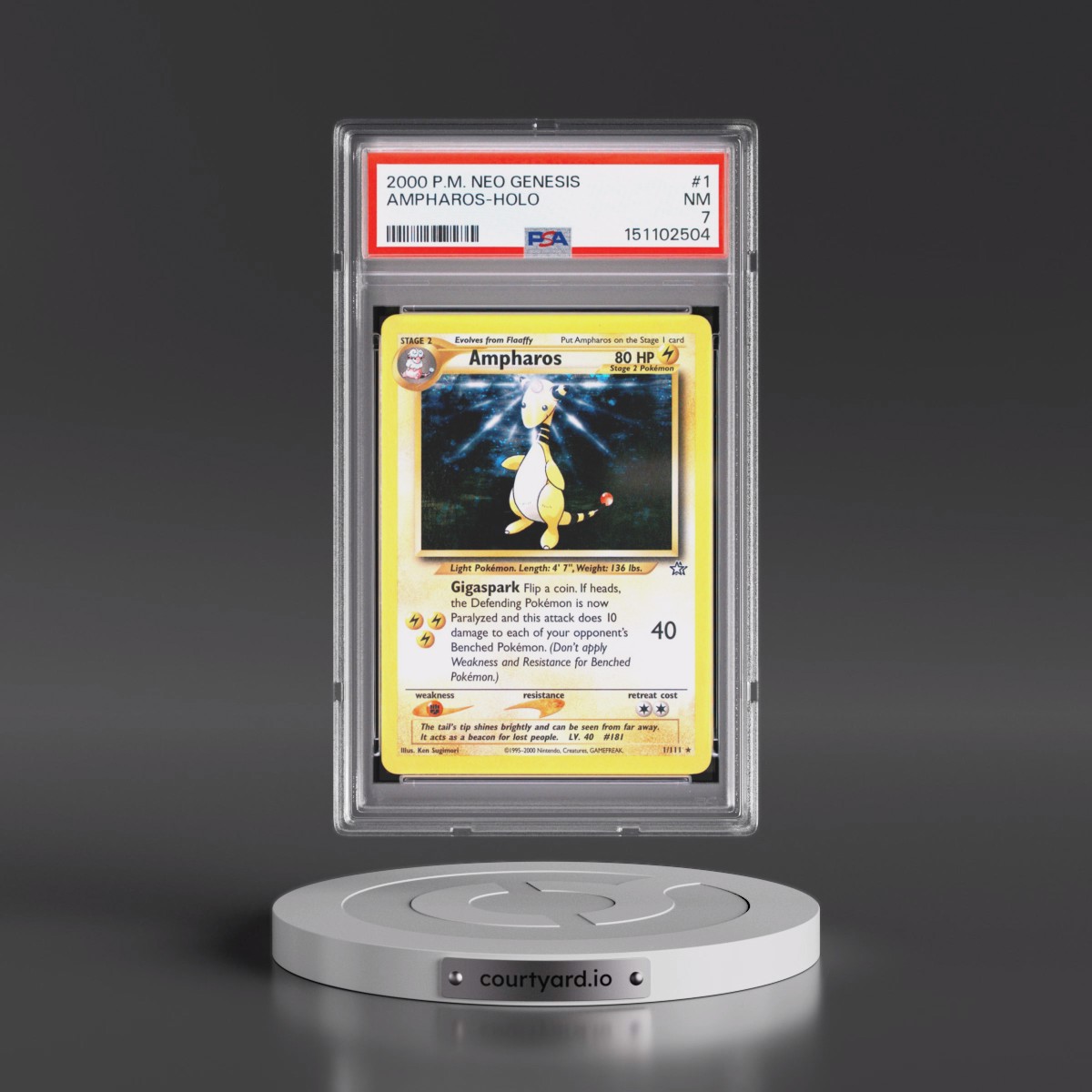 2000 Pokémon Neo Genesis #1 Ampharos - Holo (PSA 7 NM)
