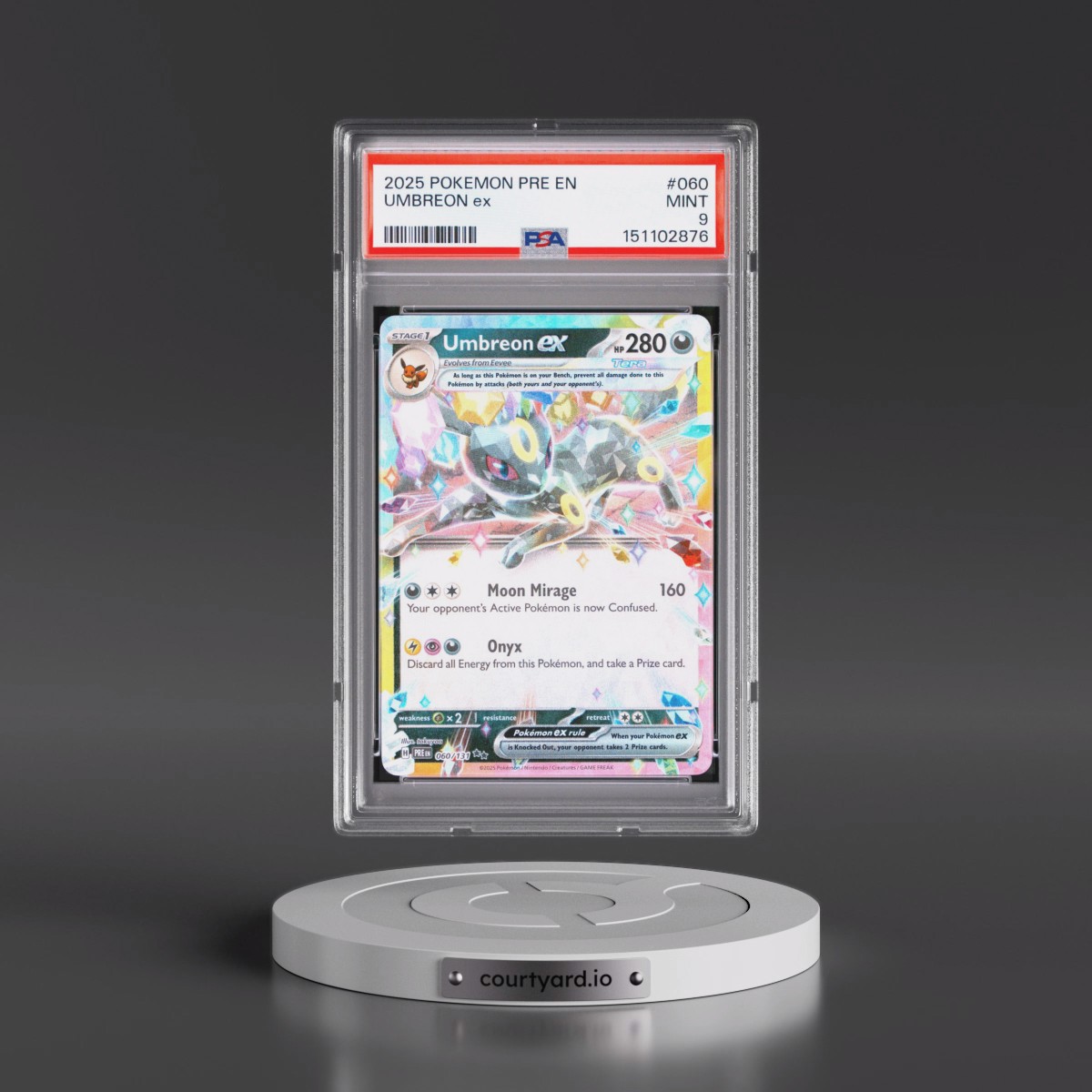 2025 Pokémon Pre EN-Prismatic Evolutions #060 Umbreon EX - Holo (PSA 9 MINT)