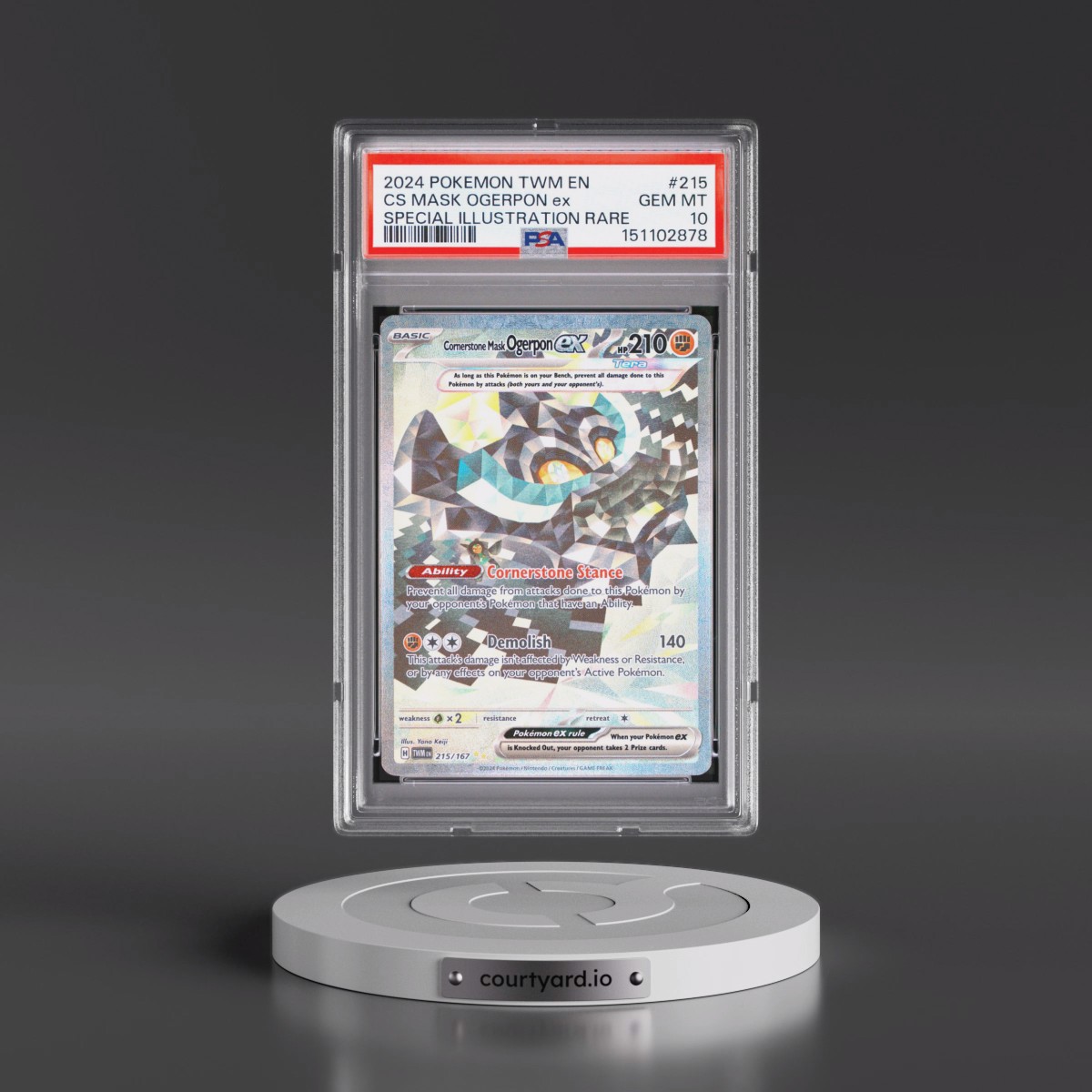 2024 Pokémon Twm EN-Twilight Masquerade #215 Cornerstone Mask Ogerpon EX - Holo Special Illustration Rare (PSA 10 GEM MINT)