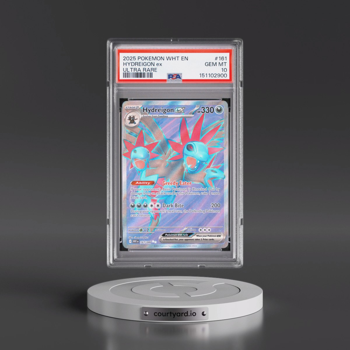 2025 Pokémon Wht EN-White Flare #161 Hydreigon EX - Holo Ultra Rare (PSA 10 GEM MINT)