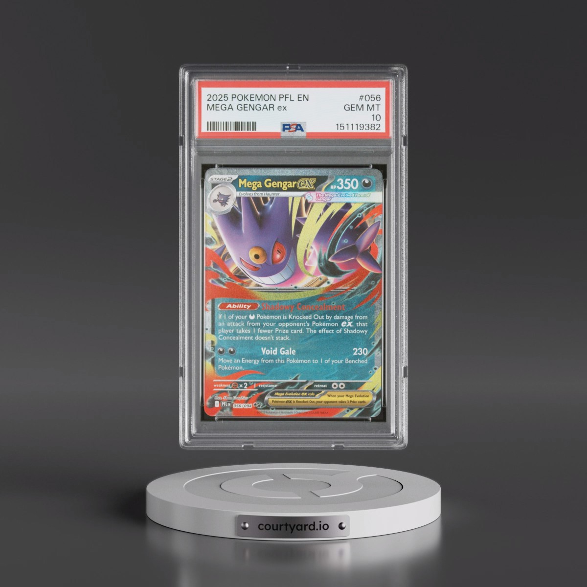 2025 Pokémon Pfl EN-Phantasmal Flames #056 Mega Gengar EX - Holo (PSA 10 GEM MINT)
