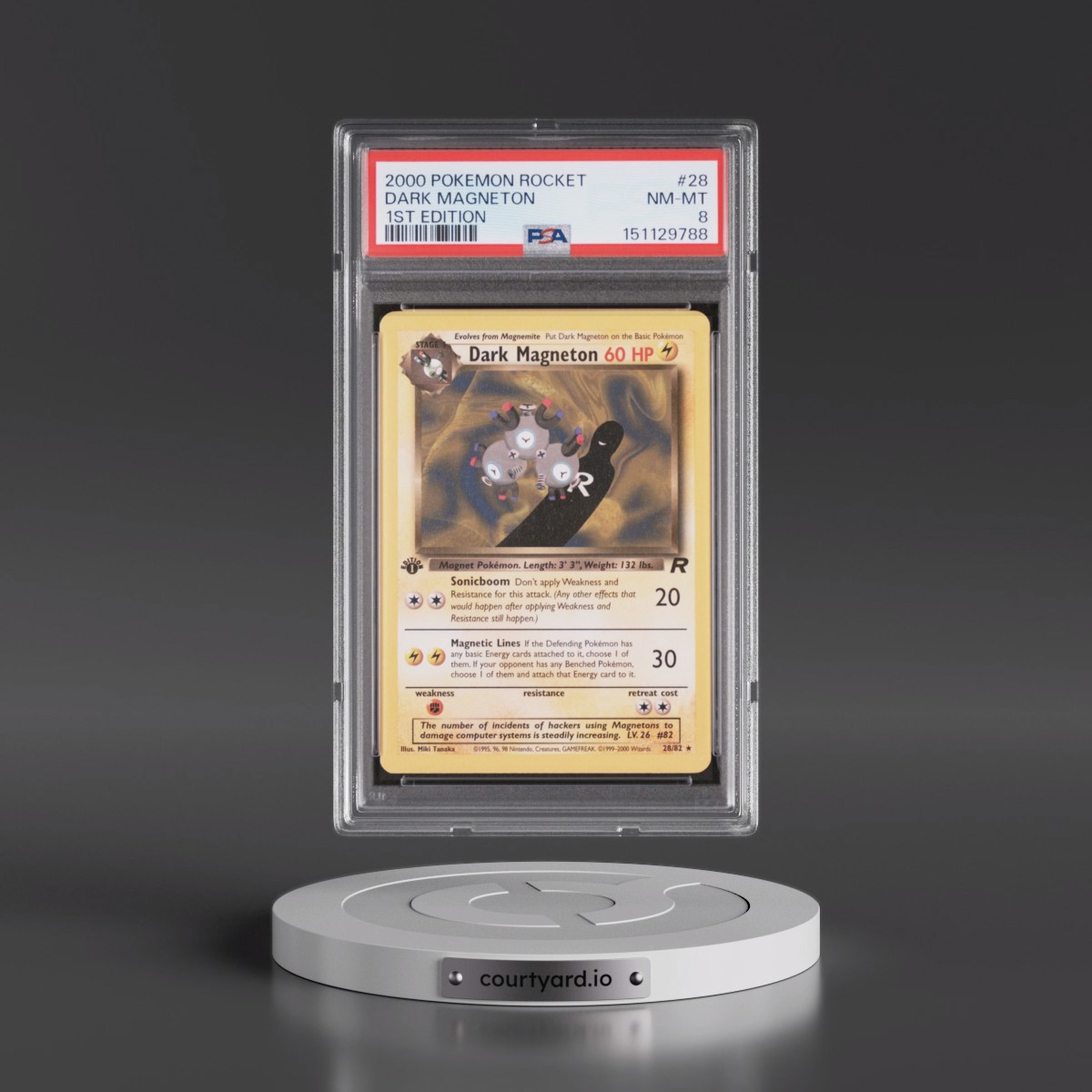 2000 Pokémon Rocket #28 Dark Magneton - 1st Edition (PSA 8 NM-MT)