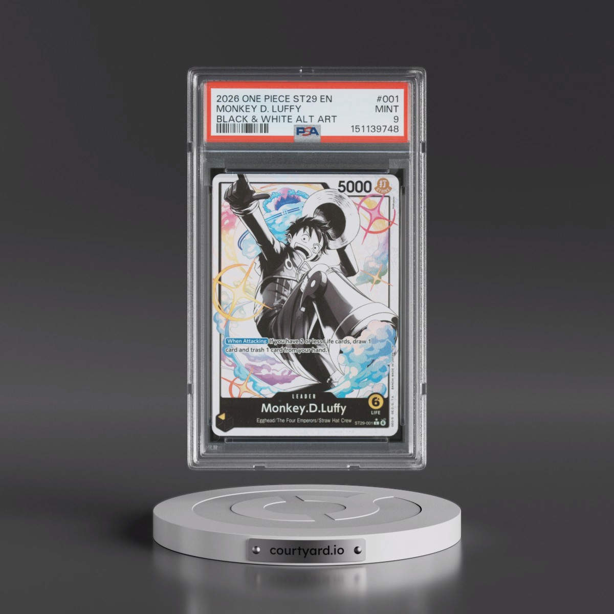 2026 One Piece Starter Deck ST29-Egghead #001 Monkey D. Luffy - Black & White Alternate Art (PSA 9 MINT)