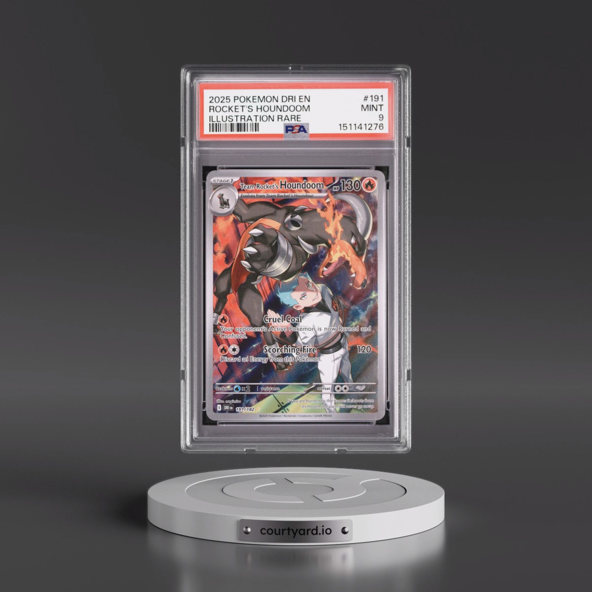 2025 Pokémon Dri EN-Destined Rivals #191 Team Rocket's Houndoom - Illustration Rare (PSA 9 MINT)