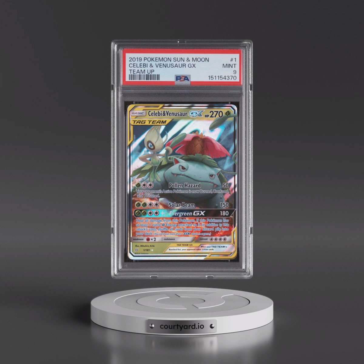 2019 Pokémon Sun & Moon Team Up #1 Celebi & Venusaur GX - Holo (PSA 9 MINT)