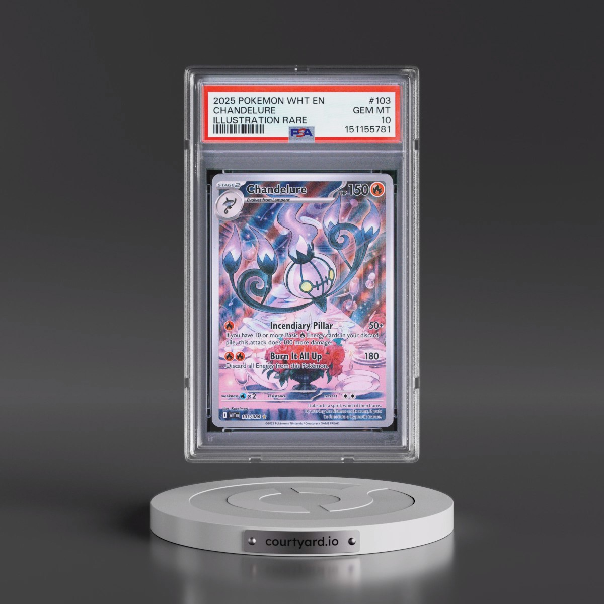 2025 Pokémon Wht EN-White Flare #103 Chandelure - Illustration Rare (PSA 10 GEM MINT)