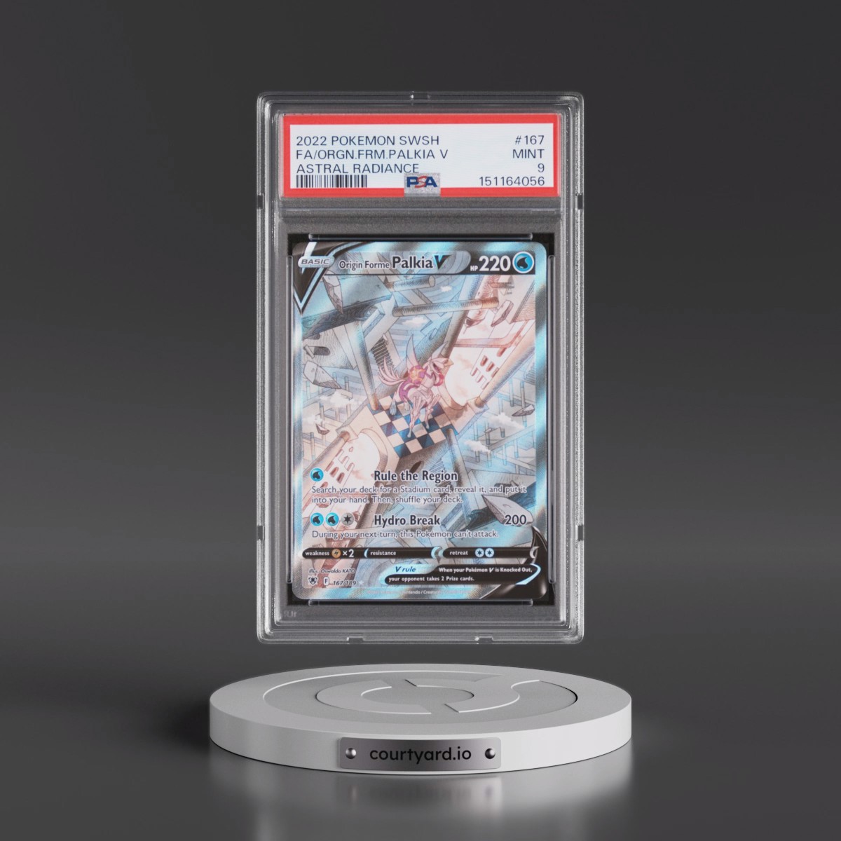 2022 Pokémon Sword & Shield Astral Radiance #167 Origin Forme Palkia V - Holo Full Art (PSA 9 MINT)