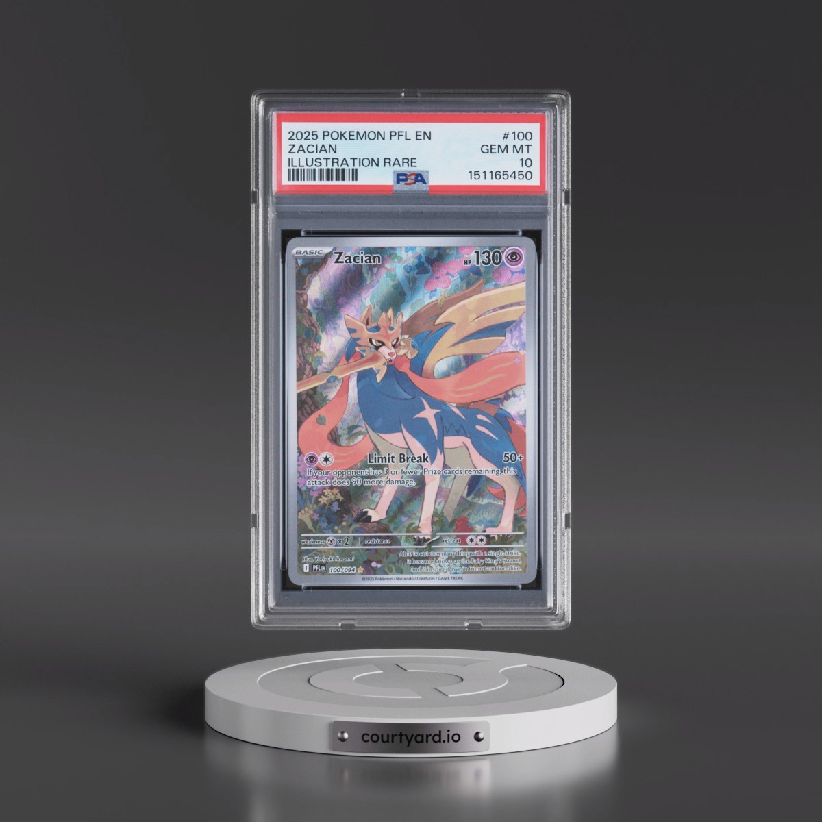 2025 Pokémon Pfl EN-Phantasmal Flames #100 Zacian - Illustration Rare (PSA 10 GEM MINT)