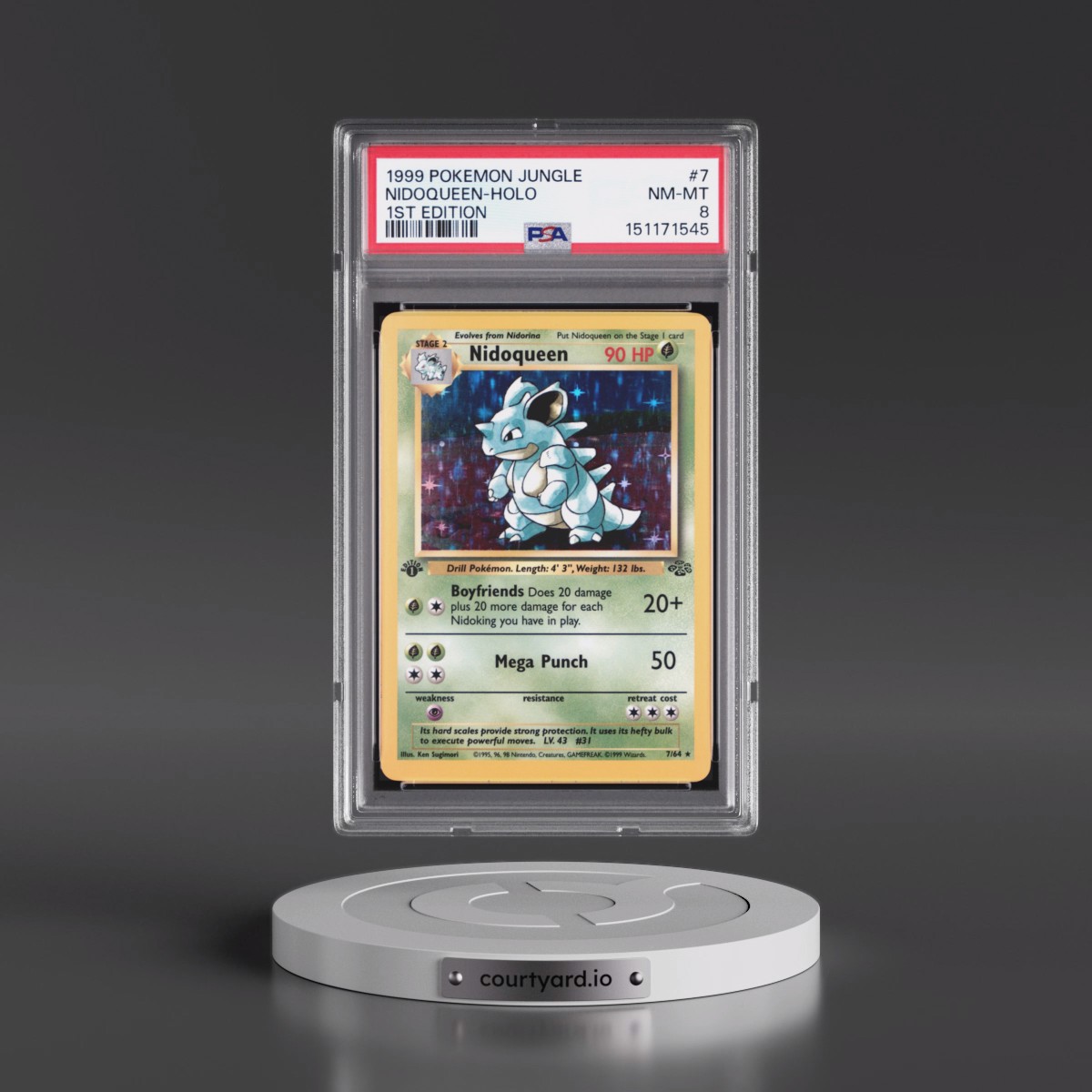 1999 Pokémon Jungle Nidoqueen - 1st Edition Holo #7 PSA 8