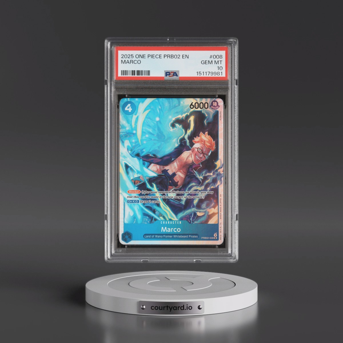 2025 One Piece PRB02-Premium Booster -One Piece Card the Best- Vol.2 #008 Marco (PSA 10 GEM MINT)