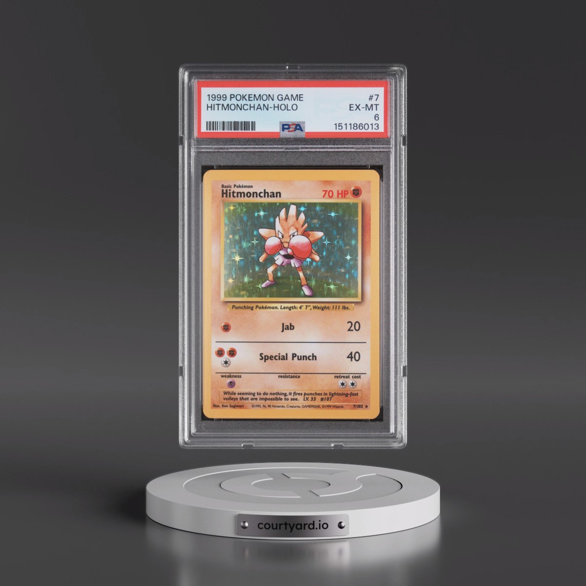 1999 Pokémon Game #7 Hitmonchan - Holo (PSA 6 EX-MT)
