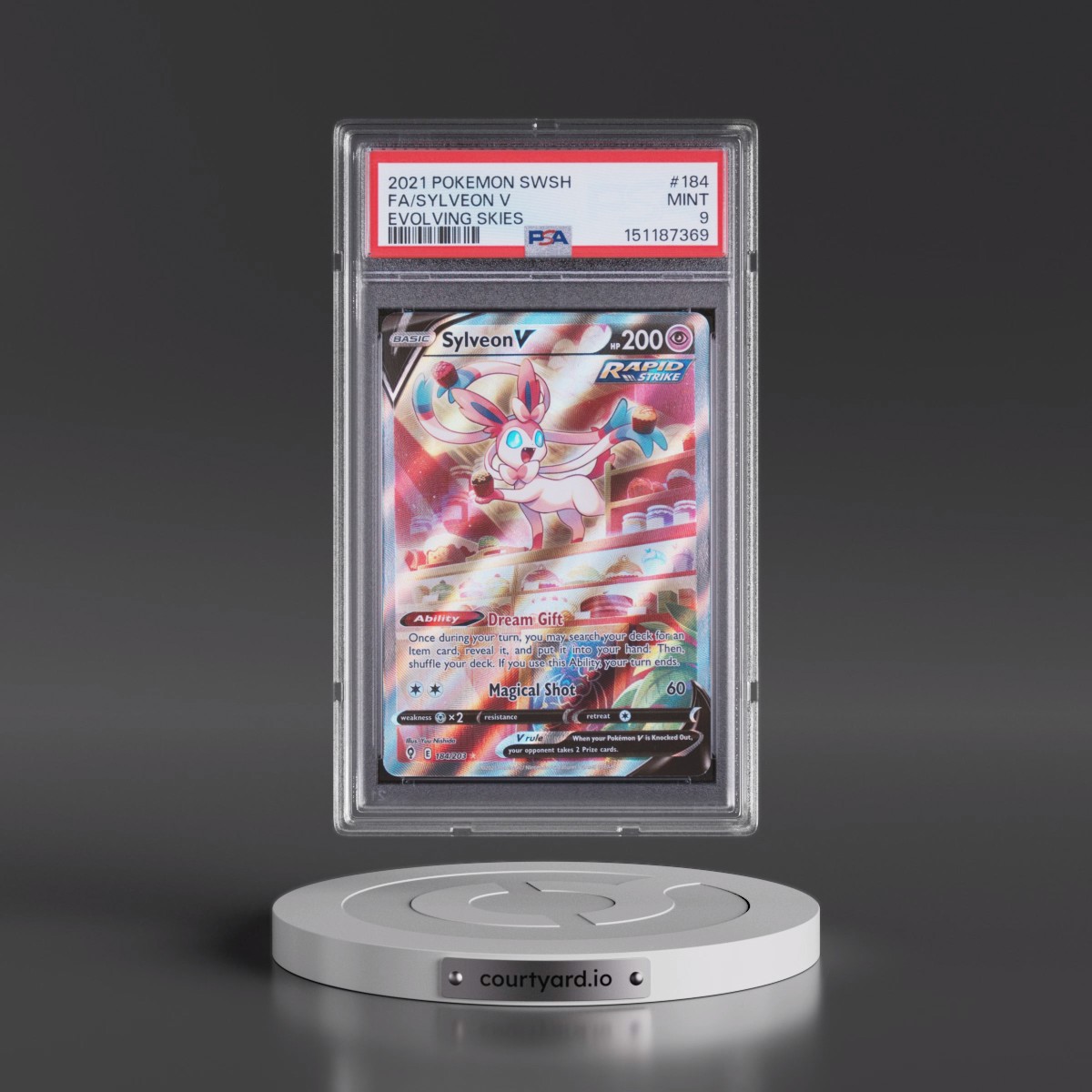 2021 Pokémon Sword & Shield Evolving Skies #184 Sylveon V - Holo Full Art (PSA 9 MINT)