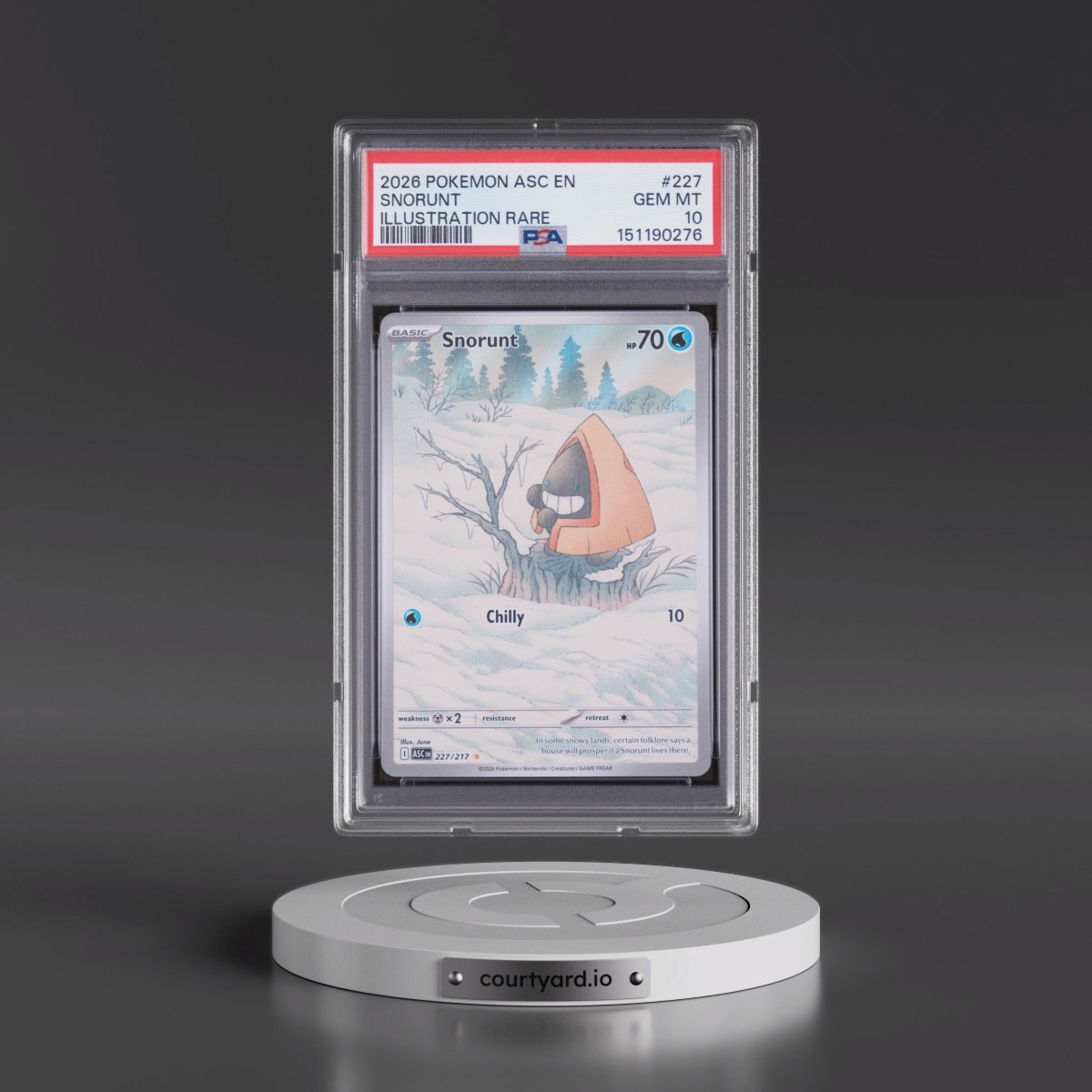 2026 Pokémon Asc EN-Ascended Heroes #227 Snorunt - Illustration Rare (PSA 10 GEM MINT)