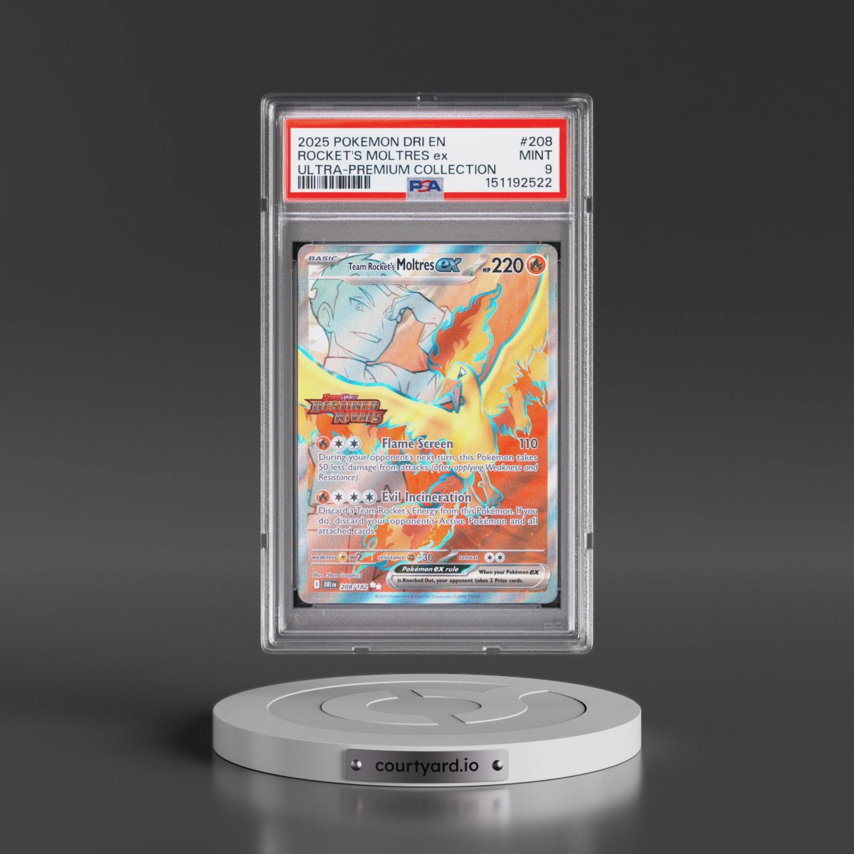 2025 Pokémon Dri EN-Destined Rivals #208 Team Rocket's Moltres EX - Holo Team Rocket's Moltres EX Ultra-Premium Collection (PSA 9 MINT)