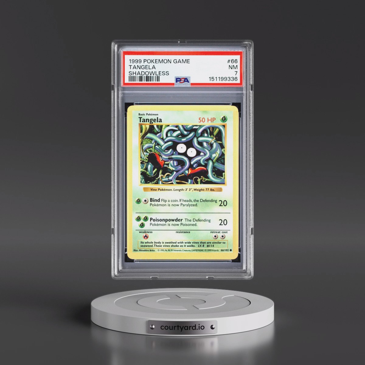 1999 Pokémon Game #66 Tangela - Shadowless (PSA 7 NM)
