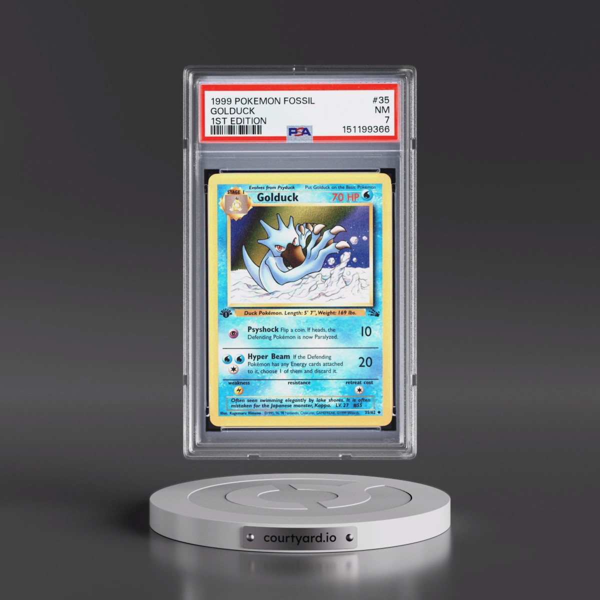 1999 Pokémon Fossil #35 Golduck - 1st Edition (PSA 7 NM)