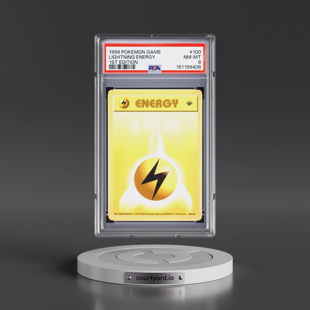 1999 Pokémon Game #100 Lightning Energy - 1st Edition (PSA 8 NM-MT)