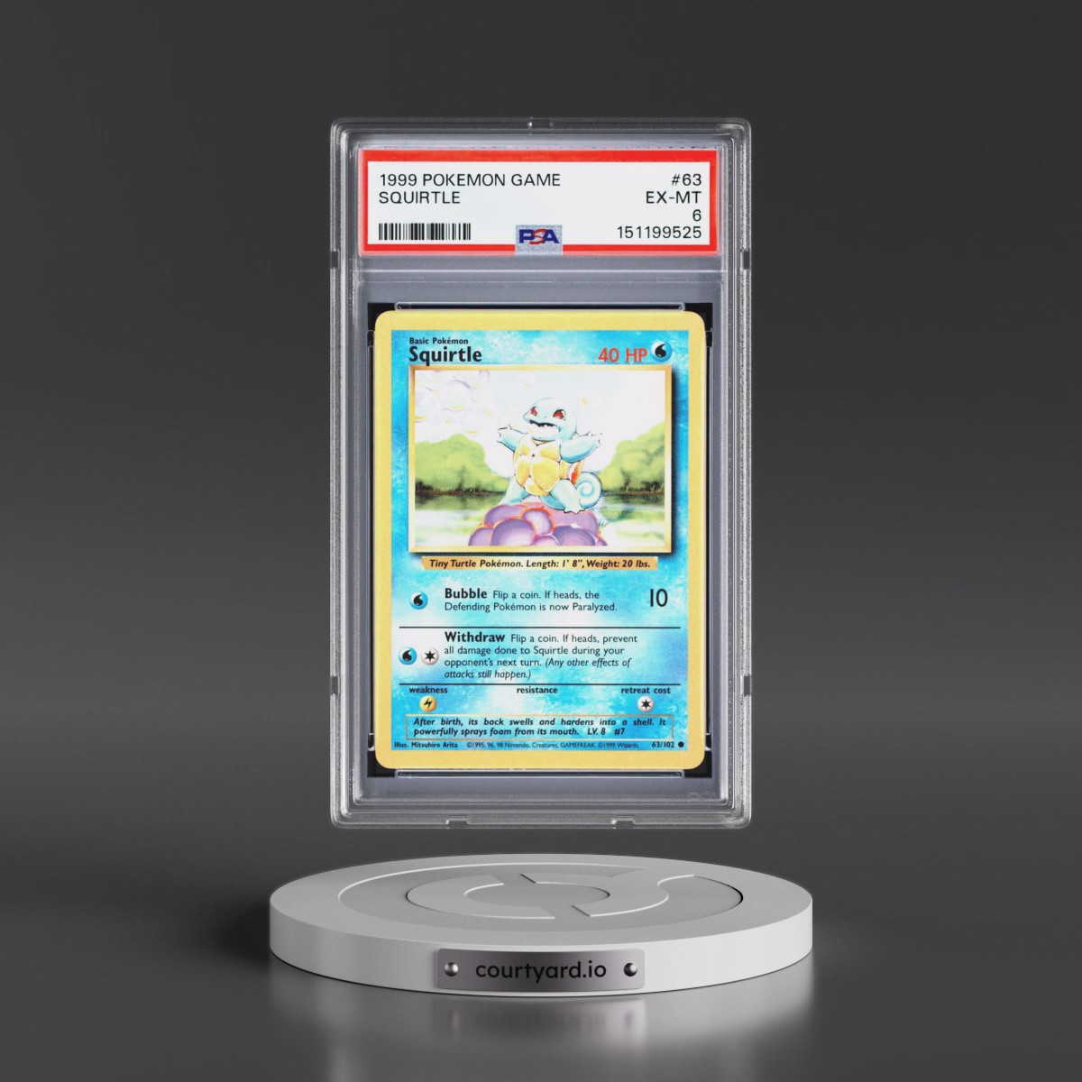 1999 Pokémon Game #63 Squirtle (PSA 6 EX-MT)
