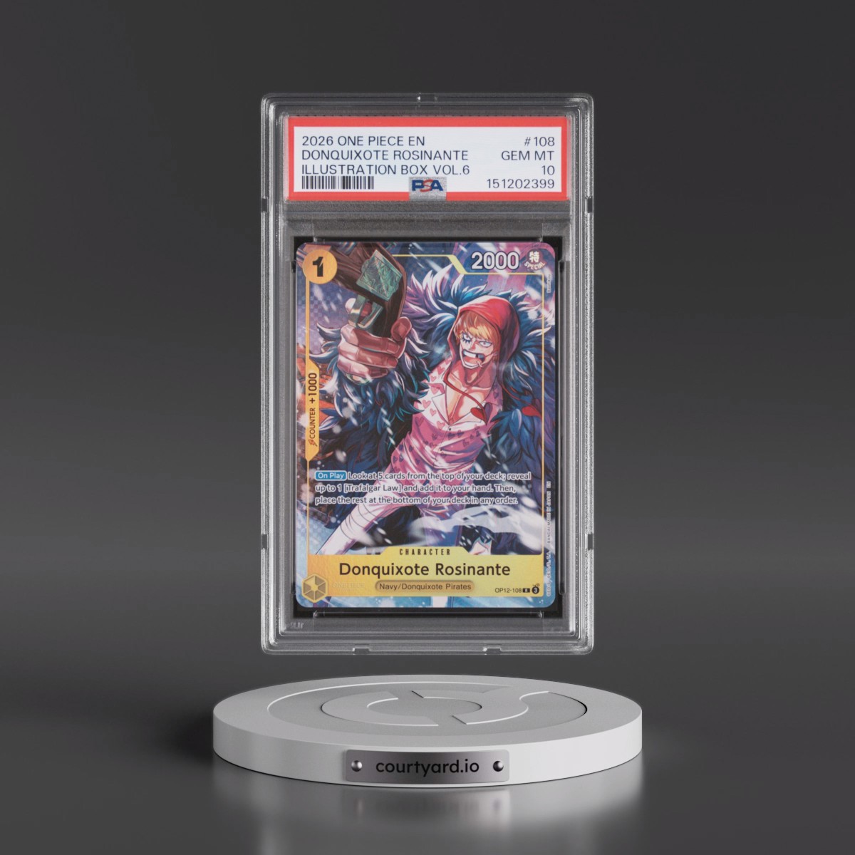 2026 One Piece Promos #108 Donquixote Rosinante - Illustration Box Vol.6 (PSA 10 GEM MINT)
