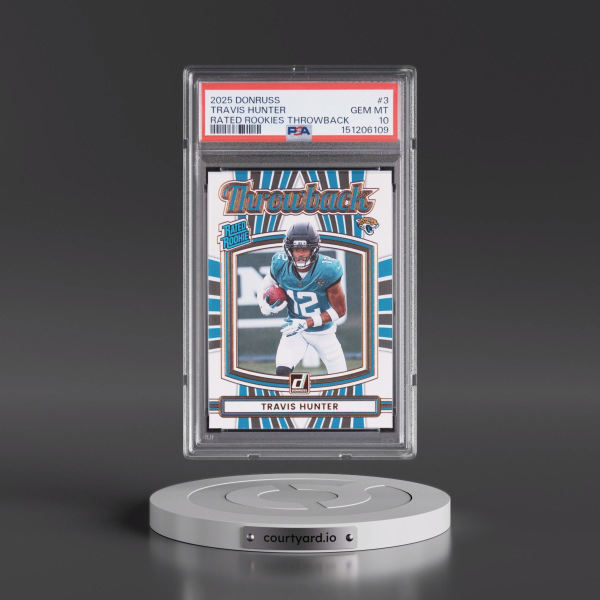 2025 Panini Donruss Rated Rookies Throwback #3 Travis Hunter (PSA 10 GEM MINT)