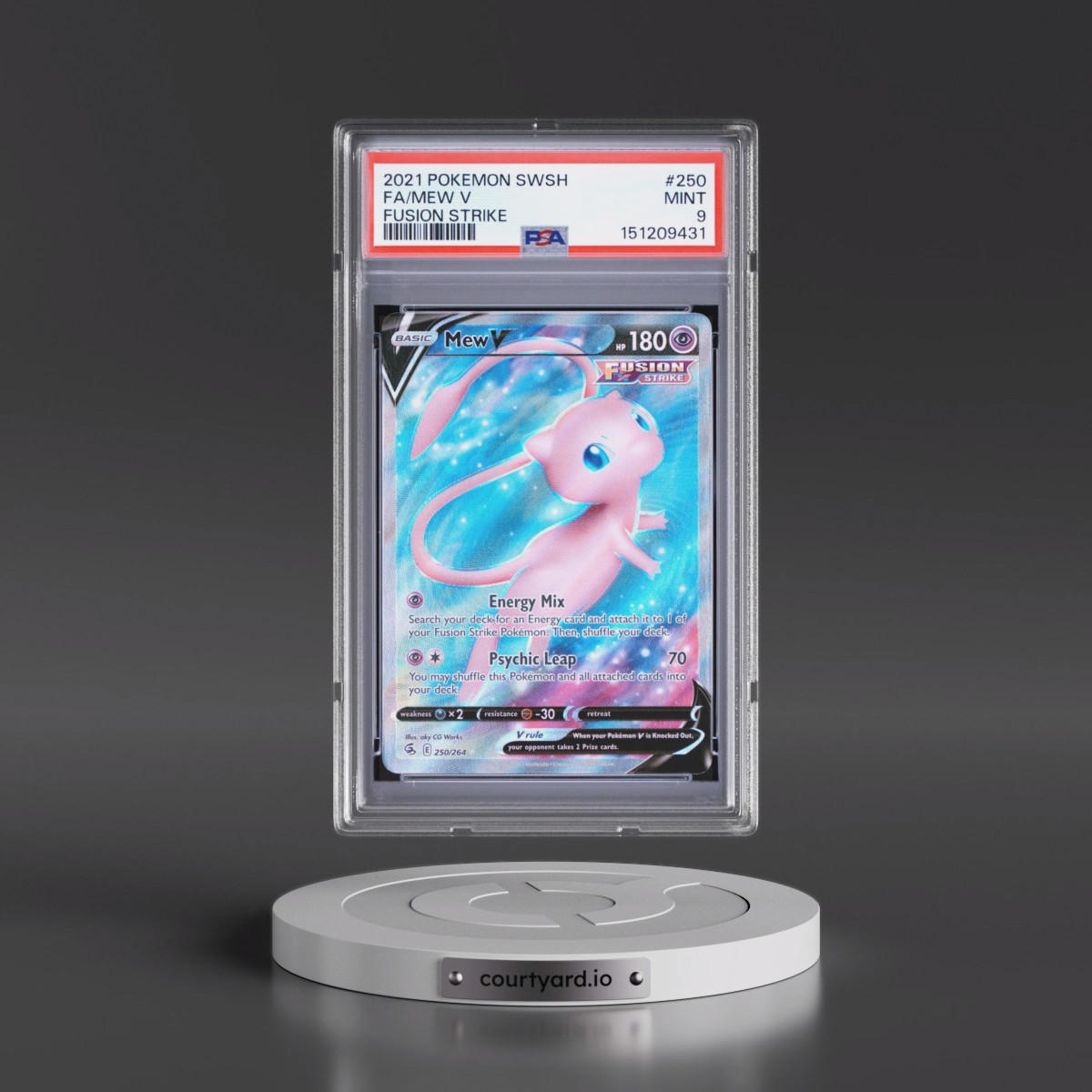 2021 Pokémon Sword & Shield Fusion Strike #250 Mew V - Holo Full Art (PSA 9 MINT)