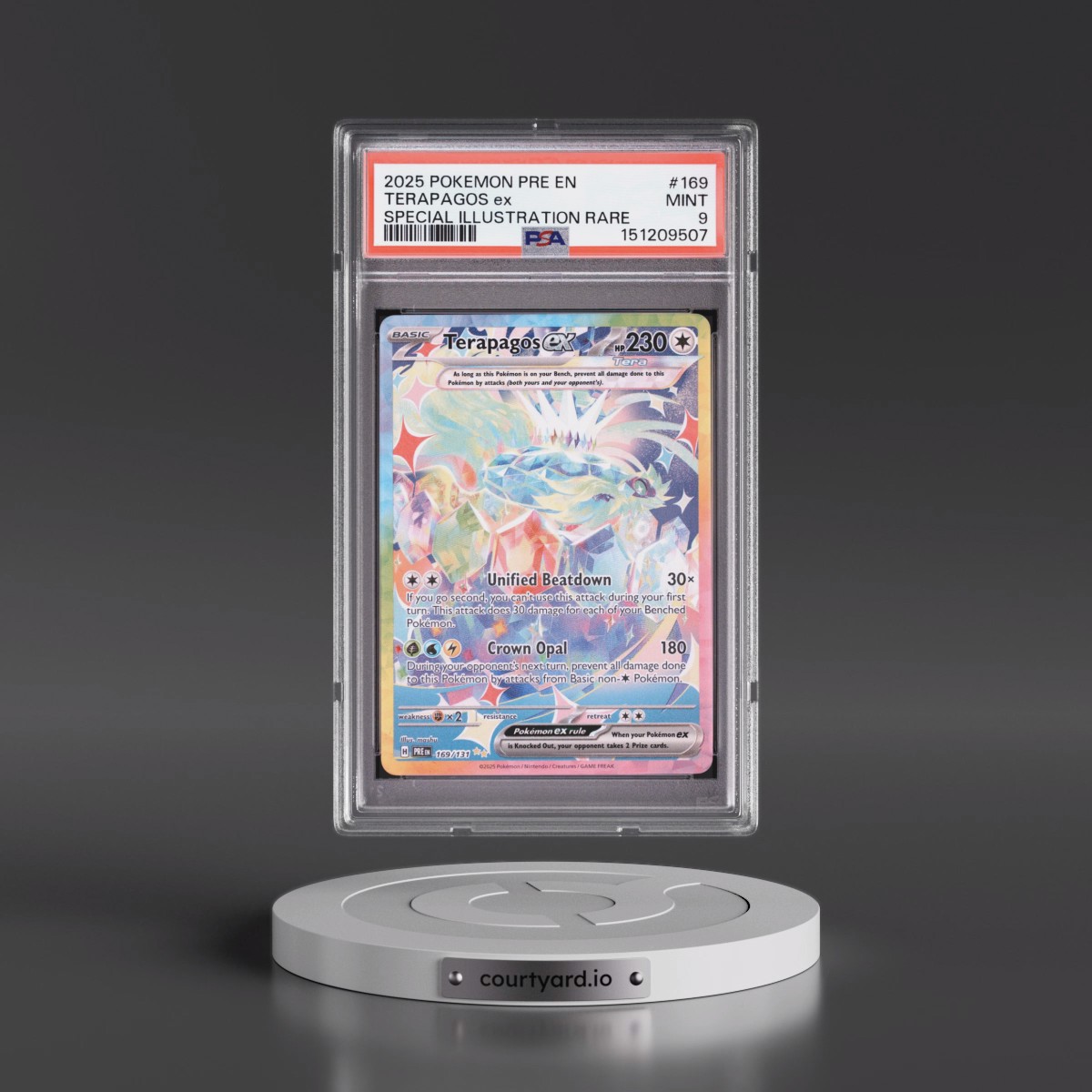 2025 Pokémon Pre EN-Prismatic Evolutions #169 Terapagos EX - Holo Special Illustration Rare (PSA 9 MINT)