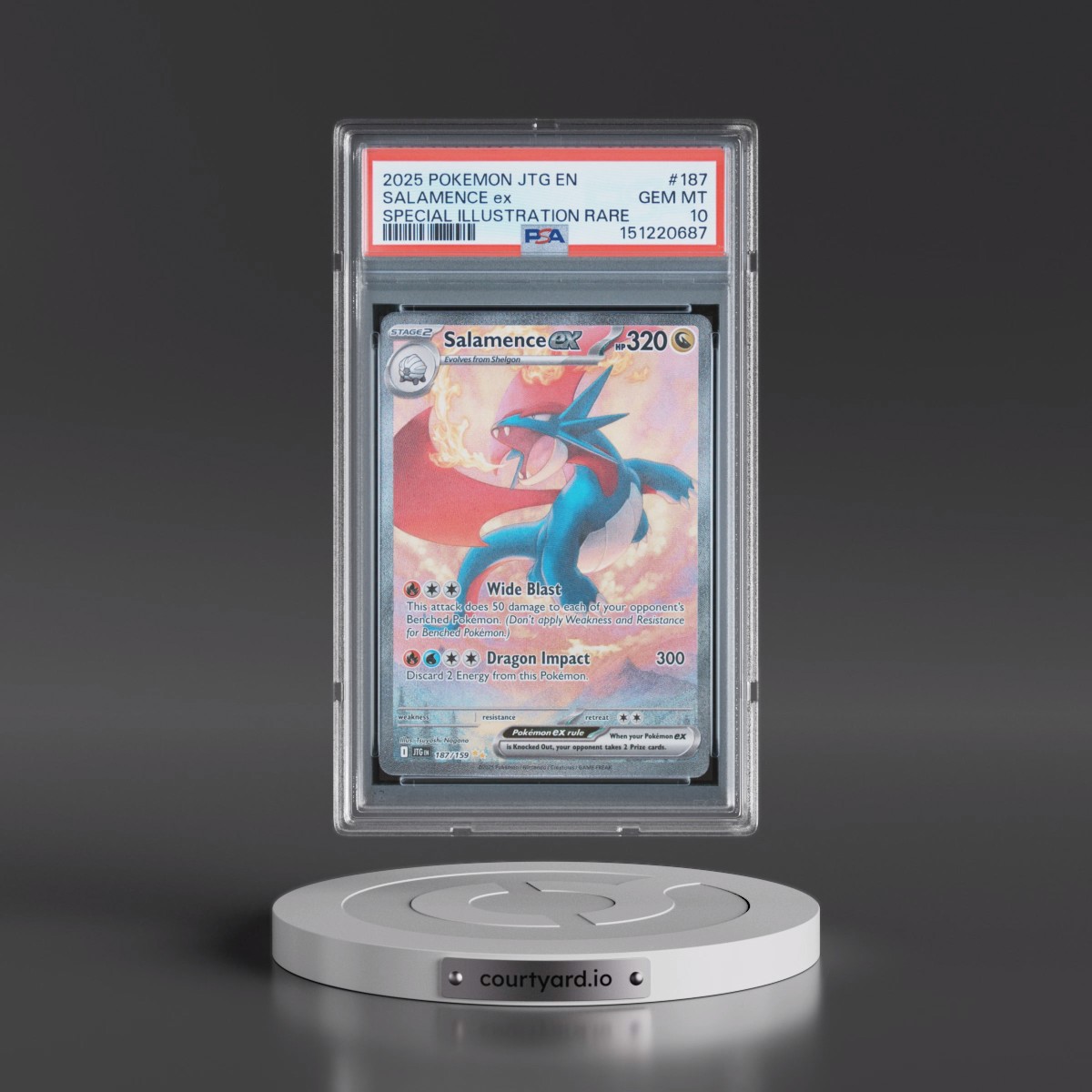 2025 Pokémon Jtg EN-Journey Together #187 Salamence EX - Holo Special Illustration Rare (PSA 10 GEM MINT)