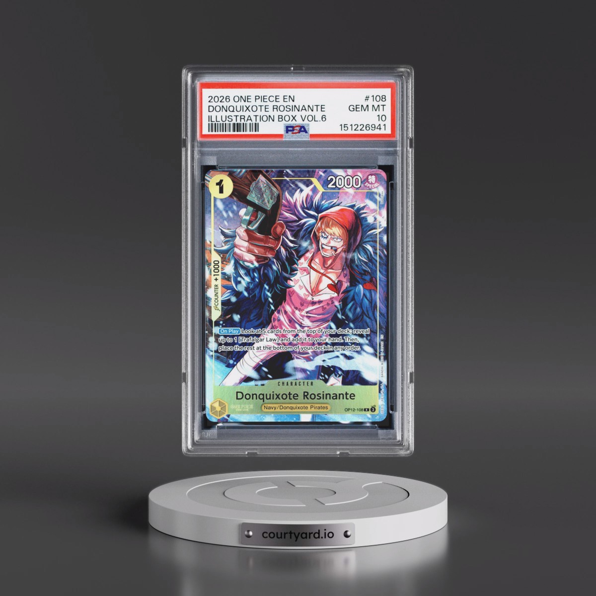 2026 One Piece Promos #108 Donquixote Rosinante - Illustration Box Vol.6 (PSA 10 GEM MINT)