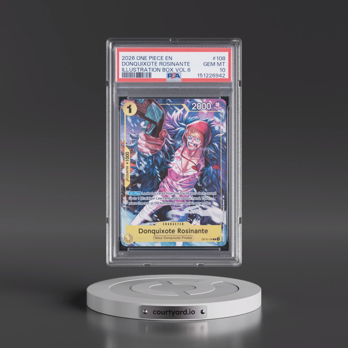2026 One Piece Promos #108 Donquixote Rosinante - Illustration Box Vol.6 (PSA 10 GEM MINT)