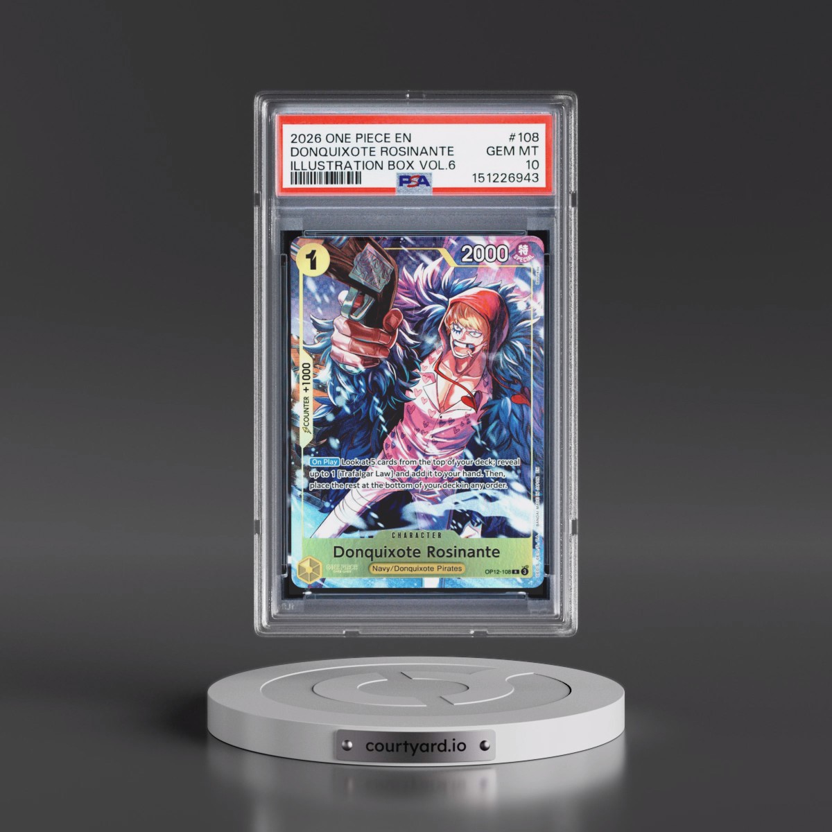 2026 One Piece Promos #108 Donquixote Rosinante - Illustration Box Vol.6 (PSA 10 GEM MINT)