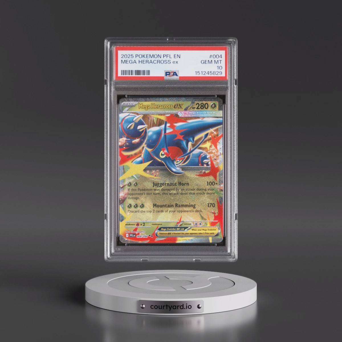 2025 Pokémon Pfl EN-Phantasmal Flames #004 Mega Heracross EX - Holo (PSA 10 GEM MINT)