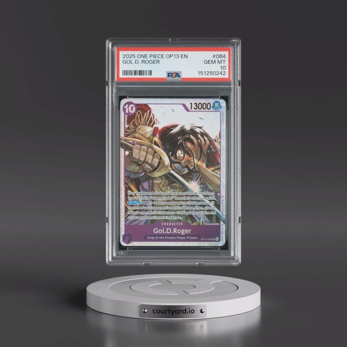 2025 One Piece OP13-Carrying on His Will #064 Gol D. Roger (PSA 10 GEM MINT)
