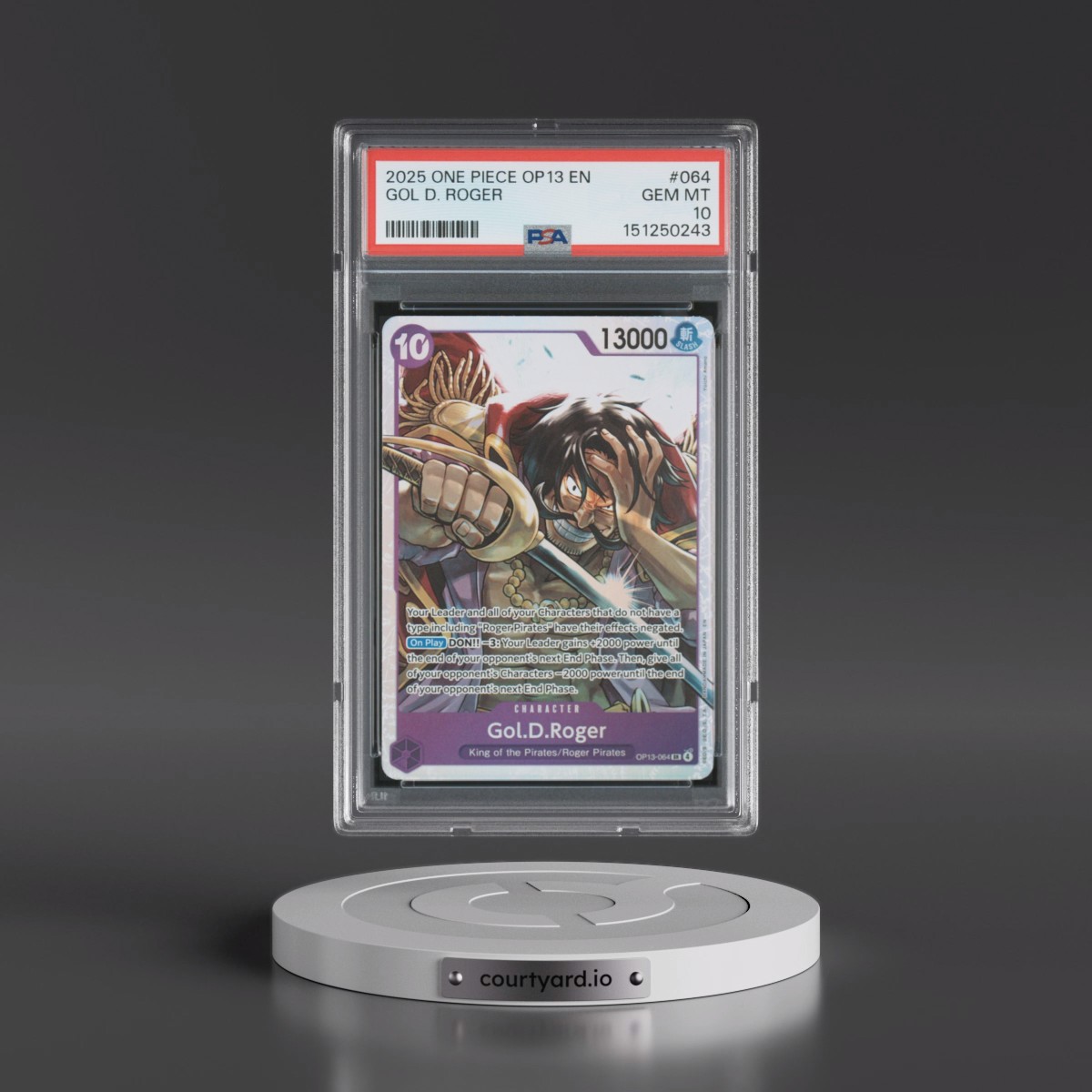 2025 One Piece OP13-Carrying on His Will #064 Gol D. Roger (PSA 10 GEM MINT)