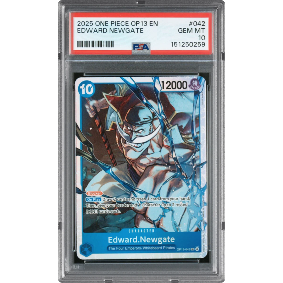 2025 One Piece OP13-Carrying on His Will #042 Edward Newgate (PSA 10 GEM MINT)