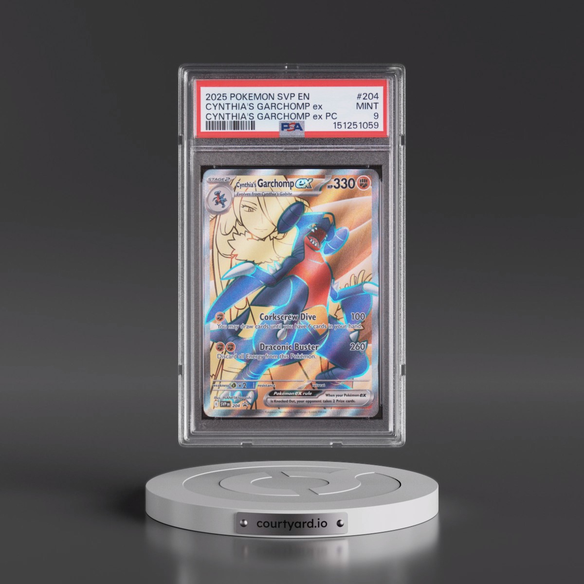 2025 Pokémon Svp EN-SV Black Star Promo #204 Cynthia's Garchomp EX - Holo Cynthia's Garchomp EX Premium Collection (PSA 9 MINT)