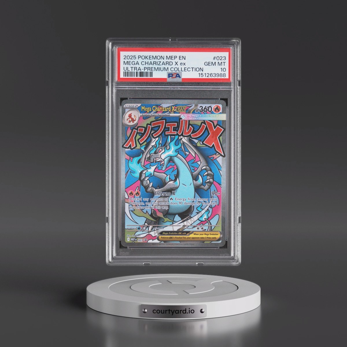 2025 Pokémon Mep EN-Me Black Star Promo #023 Mega Charizard X EX - Holo Mega Charizard X EX Ultra-Premium Collection (PSA 10 GEM MINT)