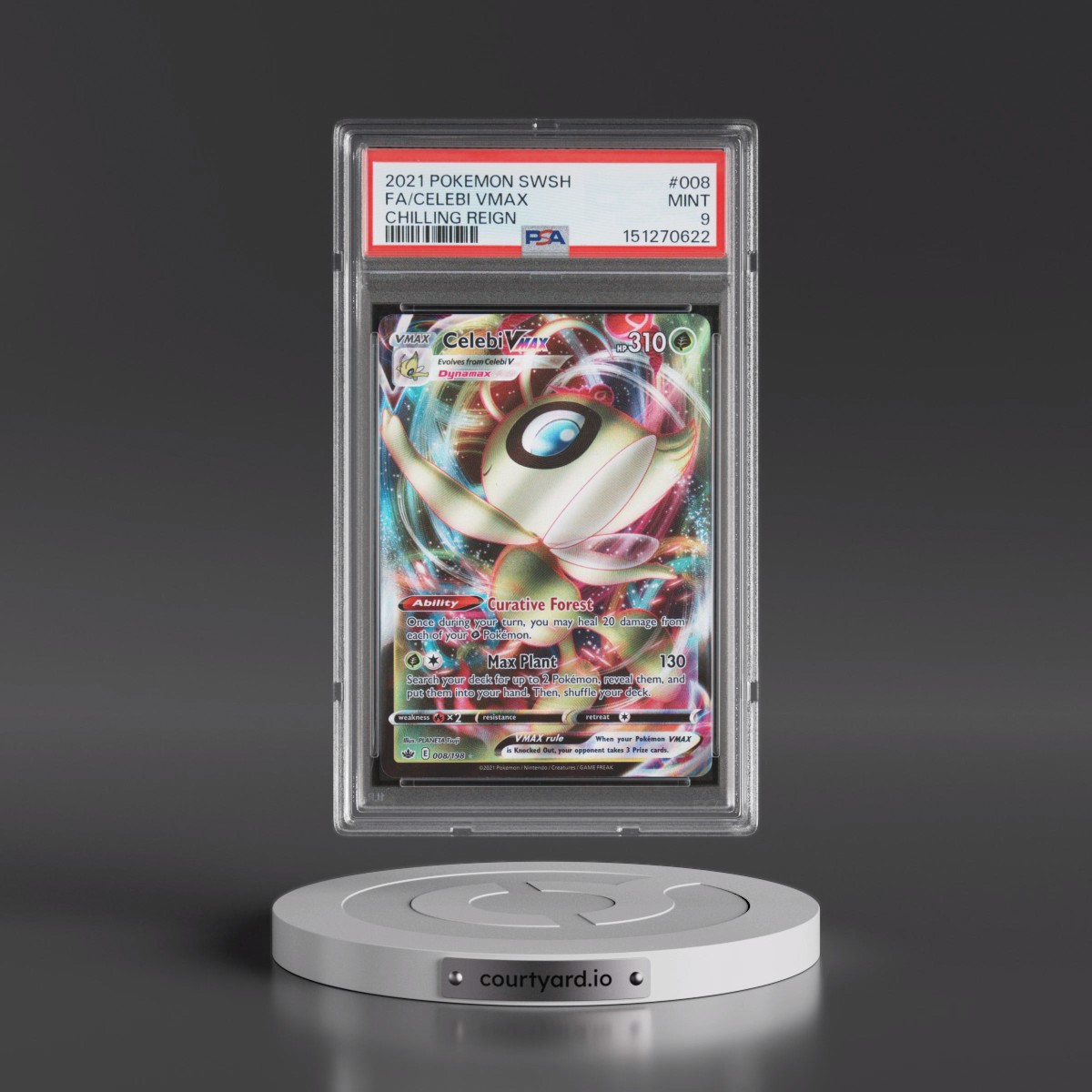 2021 Pokémon Sword & Shield Chilling Reign #008 Celebi Vmax - Full Art (PSA 9 MINT)