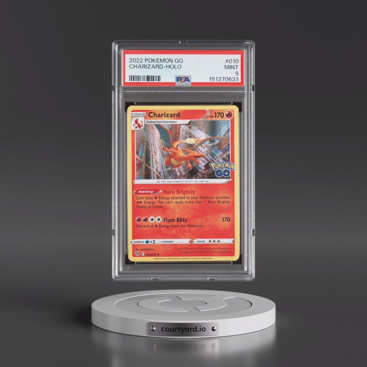 2022 Pokémon Go #010 Charizard - Holo (PSA 9 MINT)